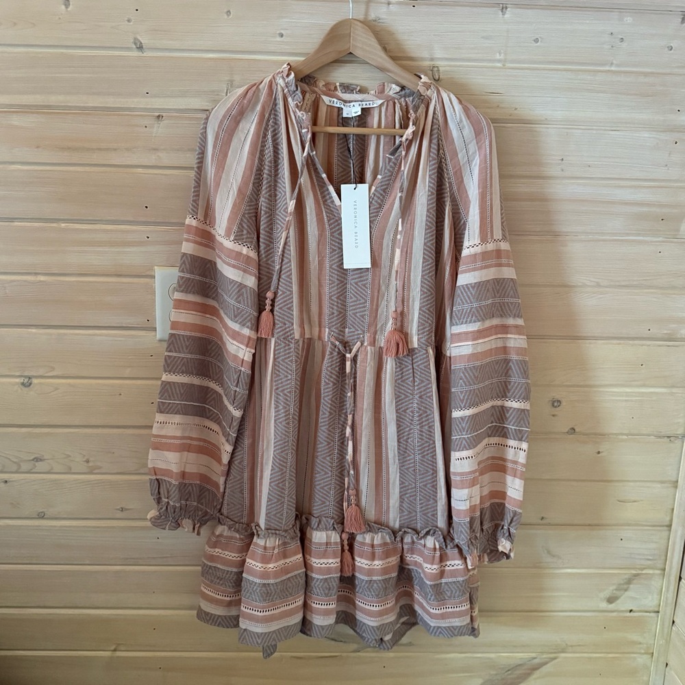 NWT Veronica Beard Danica Mini Dress in Multi/Antique Rose Sz M